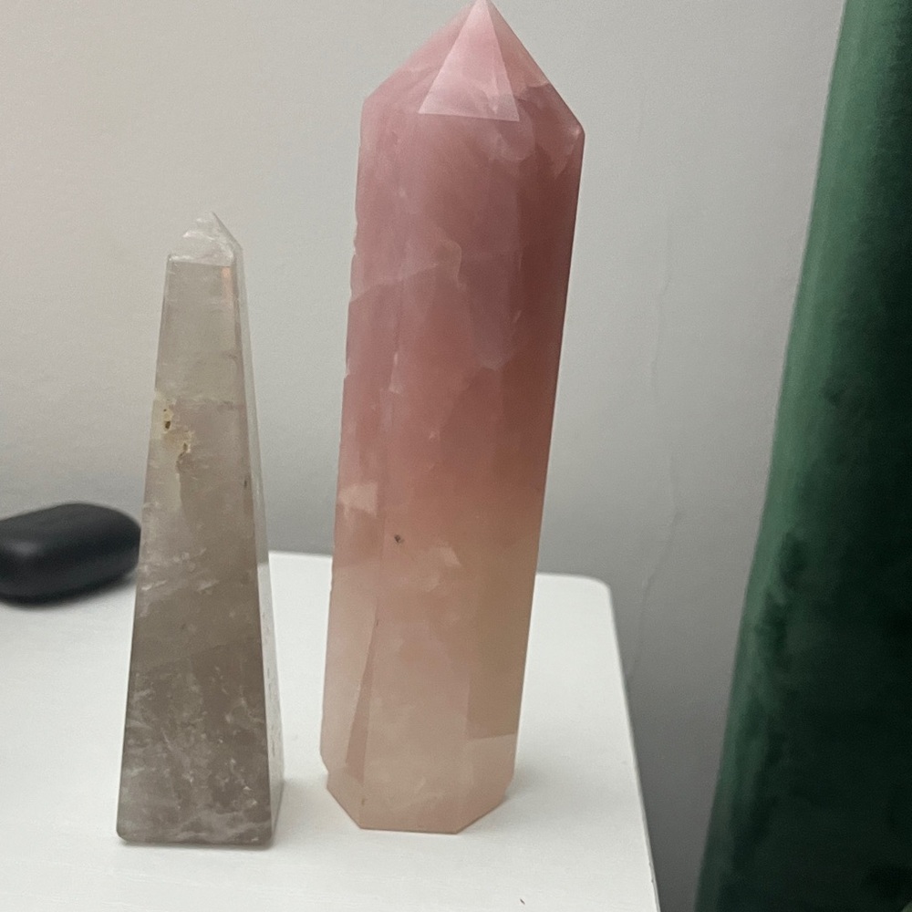 Pink and Gray Crystal Towers sold as a set.
